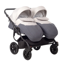 Коляска для двойни Indigo Charlotte Sity Duo 2 в 1, Cs 01 (Темно-серый + Светло-бежевый)