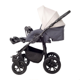 Коляска для двойни Indigo Charlotte Sity Duo 2 в 1, Cs 01 (Темно-серый + Светло-бежевый)