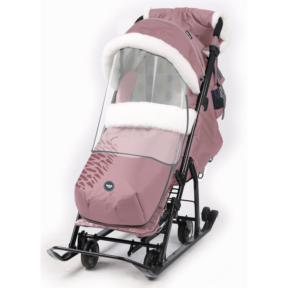 Санки-коляска Ника Детям 7-5K/2 пыльно-розовый с шишкой 