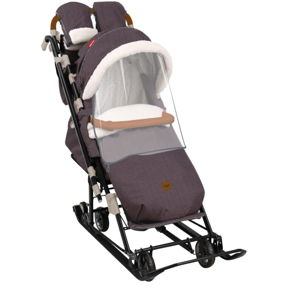 Санки-коляска Ника Детям 7-8K (НД7-8K/2) в елочку коричневый