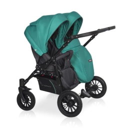 Коляска для двойни Riko Basic Saxo 2 в 1, 01 бирюзовый-чёрный