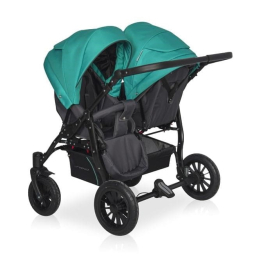 Коляска для двойни Riko Basic Saxo 2 в 1, 01 бирюзовый-чёрный
