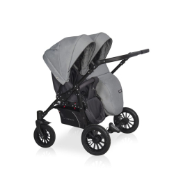 Коляска для двойни Riko Basic Saxo 2 в 1, 02 серый-чёрный