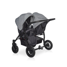 Коляска для двойни Riko Basic Saxo 2 в 1, 02 серый-чёрный