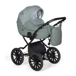 Коляска 2 в 1 Indigo MIO Plus 14 mi 06 (шалфей кожа+зеленый узор)