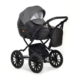 Коляска 2 в 1 Indigo MIO Plus 14 mi 07 (черная кожа+черный узор)