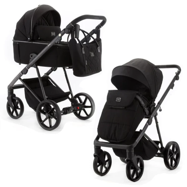 Коляска 2 в 1 Adamex Delta DN-11-CARBON (Черная ткань-черная рама)