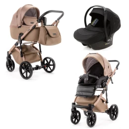 Коляска 3 в 1 Adamex NOLA Natura Camel-5 (т.бежевая ткань - т.бежевая кожа)
