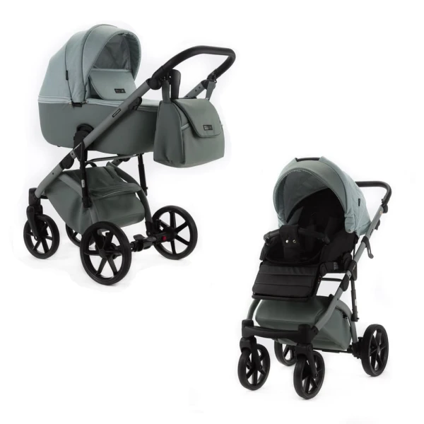 Коляска 2 в 1 Adamex NOLA Natura MINT-8 (Мятная ткань - Мятная кожа)