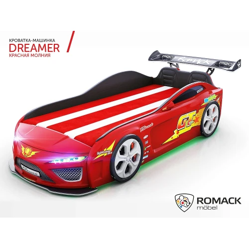 Кровать-машина Romack Dreamer Молния красная