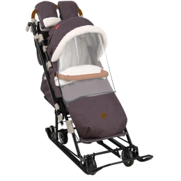 Санки-коляска Ника Детям 7-8K (НД7-8K/2) в елочку коричневый